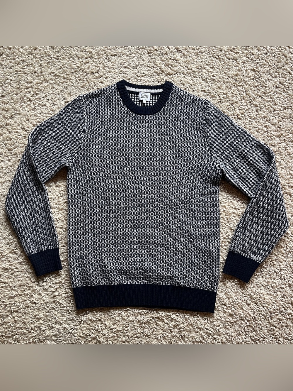 Bridge & Burn Chelan  Navy & White Crewneck Sweater